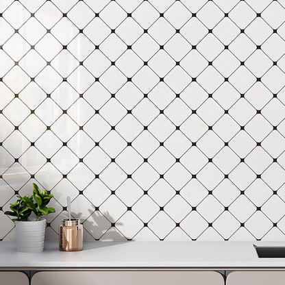 Chejiaye Peel and Stick Backsplash Tiles 10-Pack - White Geometric Self-Adhesive PVC Wall Panels, Waterproof Kitchen Backsplash Stick on Tile for Kitchen,Bathroom, Laundry Room Walls (11.8"x11.8")