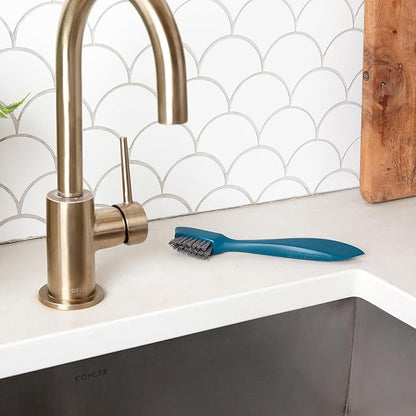 Full Circle Clean Ocean Small Grout Brush, Tough Bristles, Cleans Crevices, Sustainably Made 100% From Recycled Ghost Fishing Nets, Safe for Nonstick