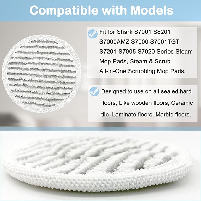 14 Pack S7001 Pads Replacement Steam Mop Pads for Shark S7001 S8201 S7201 S7000AMZ S8001 S7000 S7005 S7020 Series Steam Mop Pads,Steam & Scrub All-in-One Scrubbing Mop Pads,Compare Part #:XKITP7000