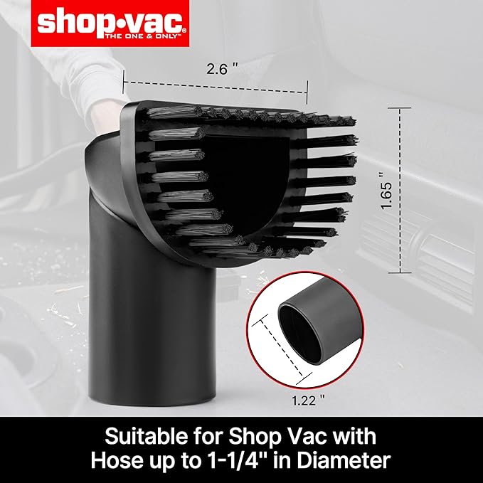 Shop-Vac 1-1/4’’ Swivel Brush, 2 Pack - Perfect for Flexible Cleaning of Car Interiors, Carpets, and Sofas