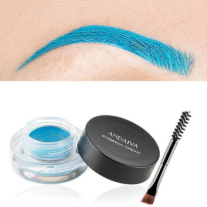 MAEPEOR 12 Colors Eyebrow Pomade Full-pigmented Long Lasting Waterproof Eyebrow Cream Gel Filling & Shaping Tinted Eyebrows Enhancers with Brush for Daily or Cosplay (11 Sky Blue)