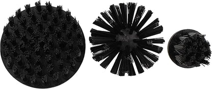 ABN Nylon Scrubber Drill Attachment Cleaning Brush 3pc Set Black Hard Bristles for 1/4in Power Drill, Tough Outdoor Jobs