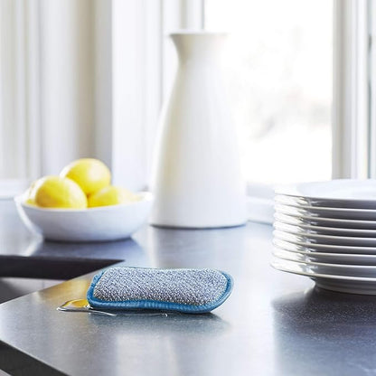 E-Cloth Washing Up Pad, Premium Microfiber Non-Scratch Kitchen Dish Scrubber Sponge, Ideal for Dish, Sink and Countertop Cleaning, 100 Wash Guarantee, Blue, 1 Pack