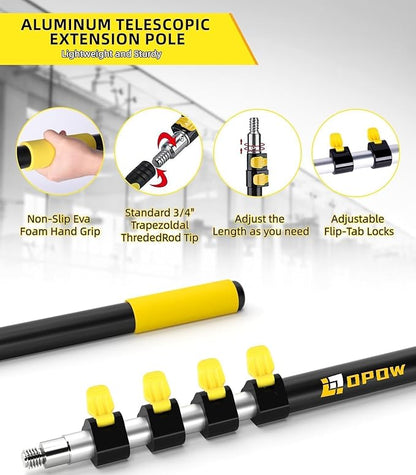 30 Foot High Ceiling Duster Kits with 7-24ft Heavy Duty Extension Pole, High Reach Duster for Cleaning,Microfiber Feather Duster,Cobweb Duster,Ceiling Fan Duster,Window Squeegee & Cleaner