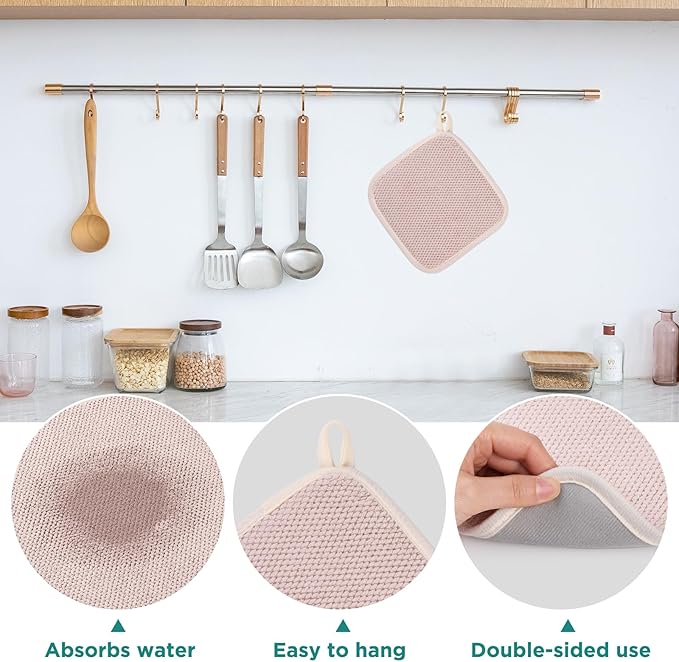 GeeRic Microfiber Dish Drying Mat, Super Absorbent Kitchen Dish Drying Pad for Mother's Day, Reversible Gift Mats for Countertop, 7 * 7 inch Beige