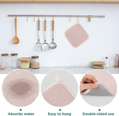 GeeRic Microfiber Dish Drying Mat, Super Absorbent Kitchen Dish Drying Pad for Mother's Day, Reversible Gift Mats for Countertop, 7 * 7 inch Beige