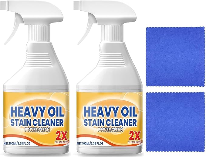 Kitchen Heavy Oil Cleaner Spray, 3.38 Oz All Purpose Kitchens Heavy Oil Cleaning Agent, Grease Remover, Multipurpose Kitchen Cleaner Spray for Stove, Oven, Dishwasher and Appliances (2PCS)