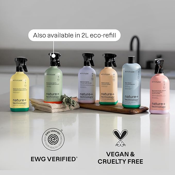 ATTITUDE Kitchen Cleaner Spray, EWG Verified, Degreaser Spray to Cut Grease & Grime, Plant-Based & Vegan, Lavender & Rosemary, 26 Fl Oz (Pack of 3)