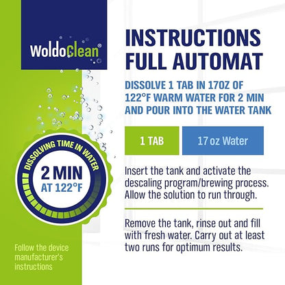 WoldoClean XL Coffee Maker Cleaner & Descaler Tablets - 40 Heavy Duty 16g Tabs, Limescale Remover compatible with Keurig K-Cup, Nespresso Vertuo & Ninja