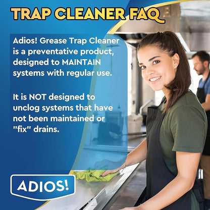 Professional Grease Trap Cleaner for FOG – Cleans Fats, Oils & Grease from Drains Pipes, Safe Enzyme Based Formula for Preventative Maintenance