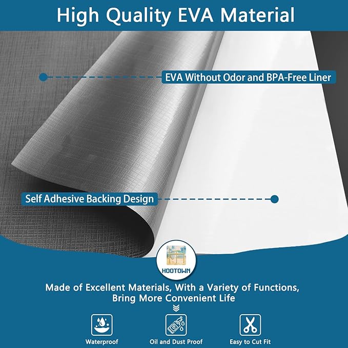 Self Adhesive Shelf Liner, Peel and Stick Drawer Liner Waterproof Contact Decor Liner with Grain Texture for Kitchen Walls Cabinets, Bedroom Classroom, Cover Book (Silver Gray, 23.6 x 118.1 inches)