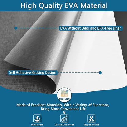 Self Adhesive Shelf Liner, Peel and Stick Drawer Liner Waterproof Contact Decor Liner with Grain Texture for Kitchen Walls Cabinets, Bedroom Classroom, Cover Book (Silver Gray, 11.8 x 236.2 inches)