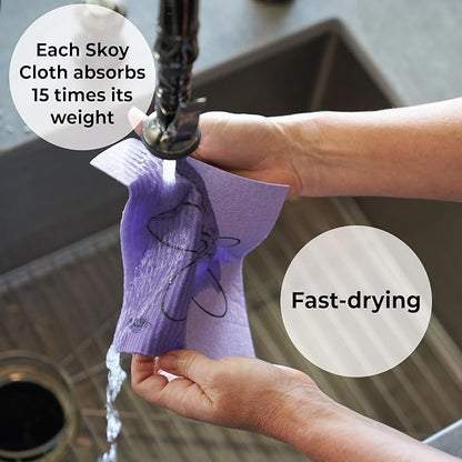 Skoy Cloth, 8-Pack Versatile Swedish Dishcloths for Kitchen and Household Use, Reusable Cleaning Cloths, Planet-Friendly, Dishwasher and Dryer-Safe, Gray