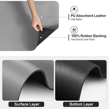 Ecotrim - Dish Drying Mat for Kitchen Counter | Coffee Bar Mat for Countertops | Heat Resistant Drainer Mat with Non-slip Rubber Backed | Hide Stain Kitchen Absorbent Draining Mat | Grey 18"x28"