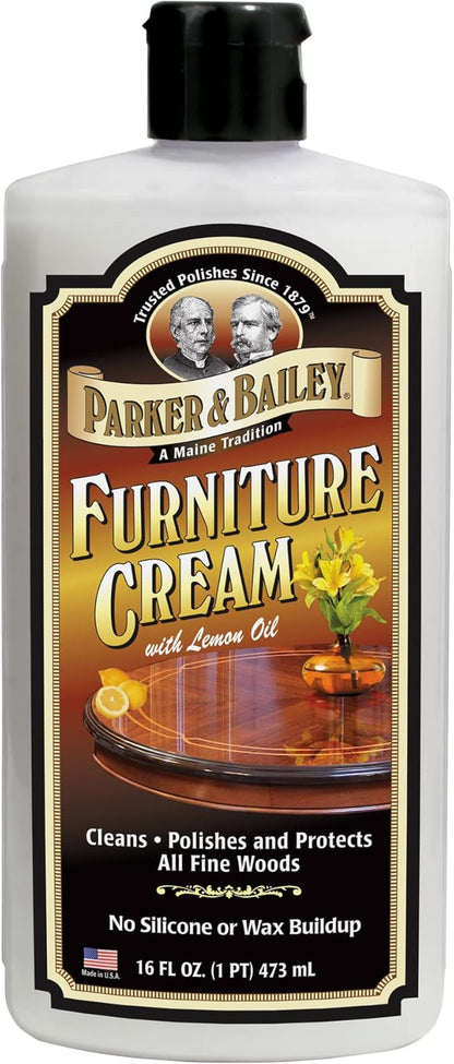 Parker & Bailey Furniture Cream, Floor & Furniture Cleaner, Quick Shine Restorer for Cabinets, Tables & Surfaces, 16 oz.