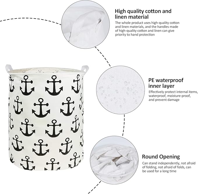 Collapsible Laundry Basket in Bedroom Waterproof Laundry Hamper in Bathroom Large Laundry Bag in College Dormitory Cloakroom Livingroom Nursery Organizer Toy Bin