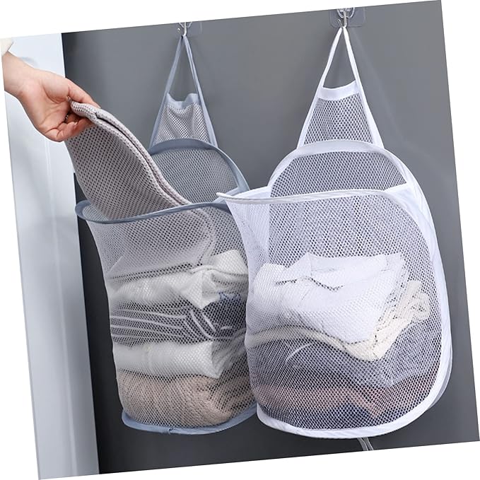 Outanaya 2pcs Folding Storage Basket for Laundry and Sundries Breathable Wall-mounted Organizer for Bedroom and Bathroom Convenient Design for Efficient Space Saving