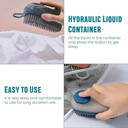 Multi-Functional Cloth Brush for Washing Clothes Kitchen Dish Cleaning with Liquid Dispenser | Soft Bristles for Laundry Shoe Cleaning Washing Pot Tile Cleaning | Multi Color (Pack of 1)