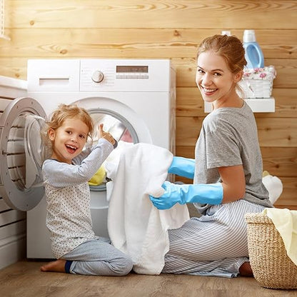 KAQ Rubber Gloves for Dishwashing Cleaning: 4 Pairs Reusable Household Kitchen Dish Washing Glove with Cotton Liner