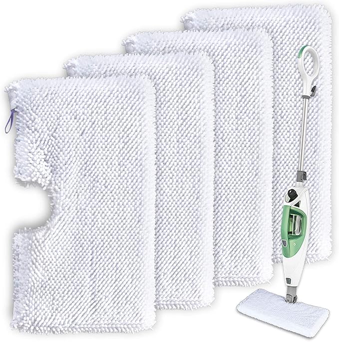 Turbo Microfiber Shark Steam Mop Replacement Pads, Professional Fit Series S3500 S2901 S2902 S3455K S3501 S3550 S3601 S3801 S3901 S4601 S4701 SE450, 4 Pack Replacement Microfiber Cloth Head Covers