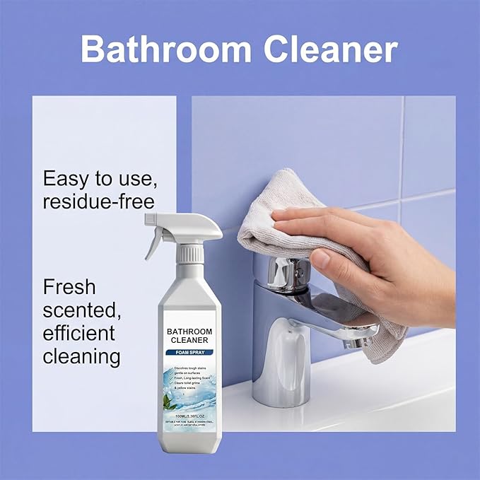 Scale Remover Bathroom Cleaner, Bathroom Cleaner Foam Spray for Shower, Glass, Stainless Steel, Tiles, Glass and Toilet, 3.38OZ (1Pcs)