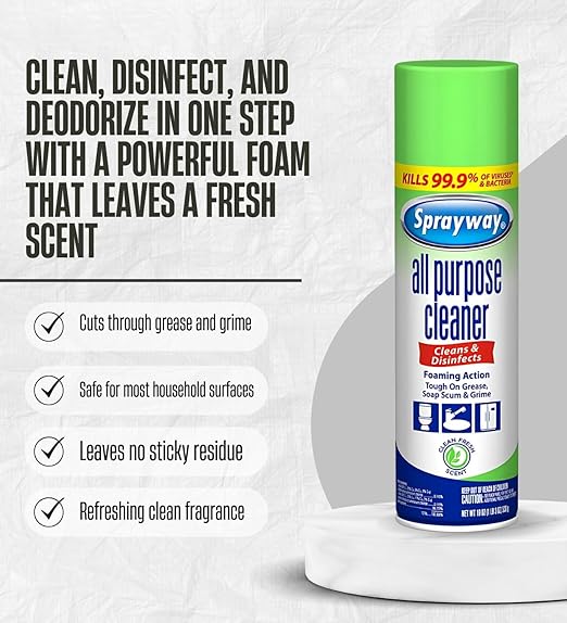 Sprayway Glass Cleaner Spray Bundle with Microfiber Auto Cleaning Cloth – Cleans, Deodorizes, and Freshens Household Surfaces with Ease – Gift Set (2 Items)