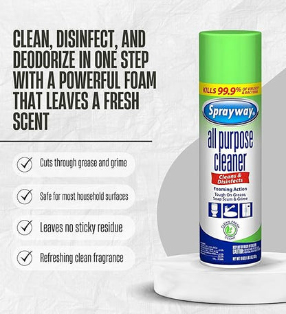 Sprayway Glass Cleaner Spray Bundle with Microfiber Auto Cleaning Cloth – Cleans, Deodorizes, and Freshens Household Surfaces with Ease – Gift Set (2 Items)