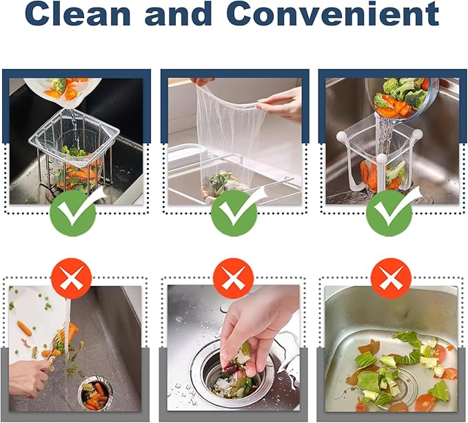 WYIRONG 200 PCS Large Kitchen Disposable Mesh Sink Strainer Bag for Meshmate Waste Rack, Sink Strainer Elastic Anti-Clogging Sink Drain Strainer Collecting Kitchen Food Waste Garbage
