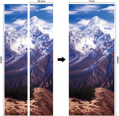 A.Monamour 3D Door Stickers for Interior Doors AMA Dablam in The Everest Region of The Nepal Himalaya Mountain Range Vinyl Waterproof Self Adhesive Door Mural Decals for Bedroom Bathroom 77x200cm