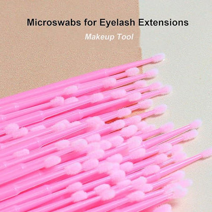 600PCS Microswabs for Eyelash Extensions，Disposable Micro Applicators Brush for Cleaning and Applying Make-up Pink (Head Diameter: 2.0mm)
