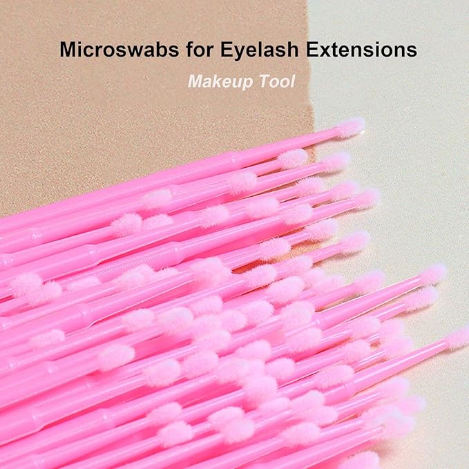 2100PCS Microswabs for Eyelash Extensions，Micro Applicators Brush for Cleaning and Applying Make-up Pink (Head Diameter: 2.0mm)