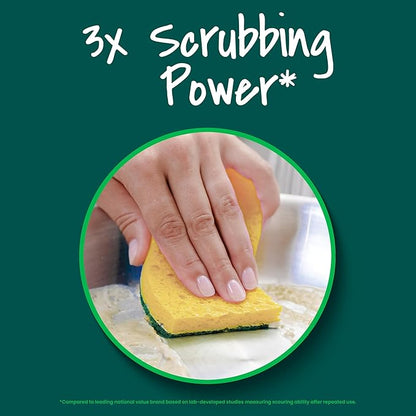 Scotch-Brite Heavy Duty Scrub Sponge, 9 Kitchen Sponges for Tough Messes, Lasts 3X Longer, Best for Cast Iron Skillets & Outdoor Grills, Flexible, Durable & Strong (Pack of 5)