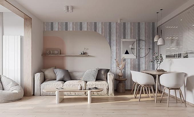 Dimoon Wallpaper 16.4Ftx17.7'' Contact Paper Thicken Wood Gray Wood Wallpaper Stick and Peel Gray Wall Paper Roll Wood Vinyl Removable Shiplap Wallpaper Self Adhesive Decorative Covering Shelf Liner