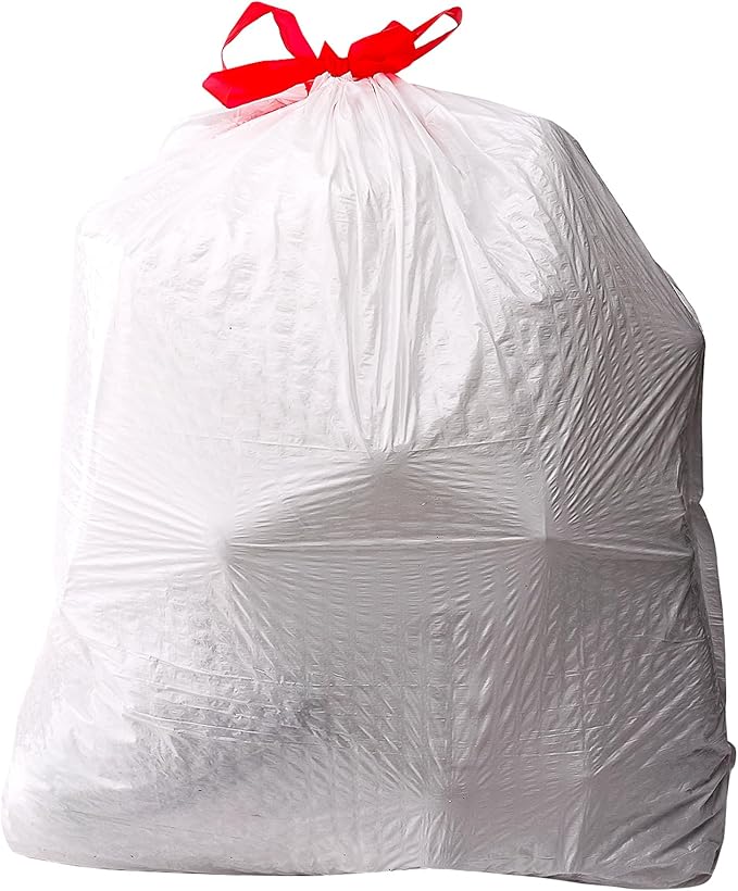Amazon Basics 13 Gallon Tall Kitchen Drawstring Trash Bags, Flextra Strength, Clean Fresh Scent, Tear Resistant, 0.9 mil Thickness, 10% Post Consumer Recycled, 120 Count