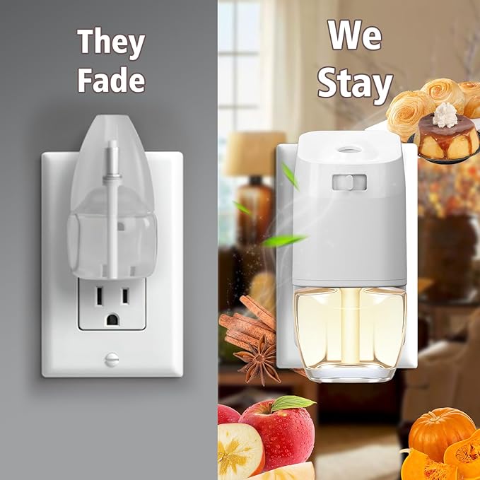 Plug In Air Fresheners for Home,12-Pack Fall Scented Refills with Pumpkin, Apple Cinnamon, Cinnamon Roll, Salted Caramel Cream,7.92 Fl Oz, Compatible with Air Wick & Glade, Not Include Glade Plus