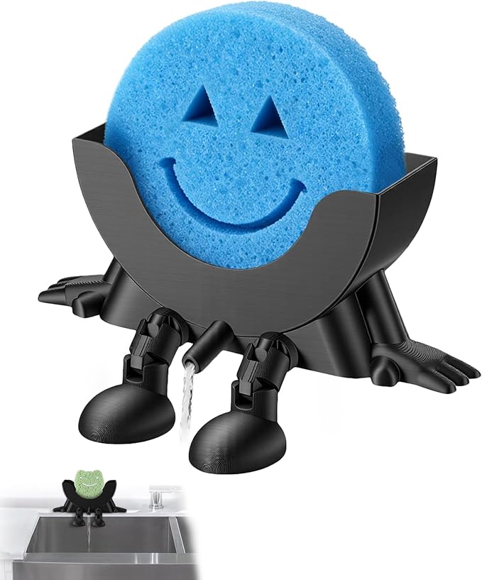 3D Printed Sponge Holder for Kitchen, Funny Sponge Holder, Drainable Scrub Stand Sponge Caddy, Cute Drying Rack Accessories for Kitchen Sink, Keeps Sink Dry and Organized