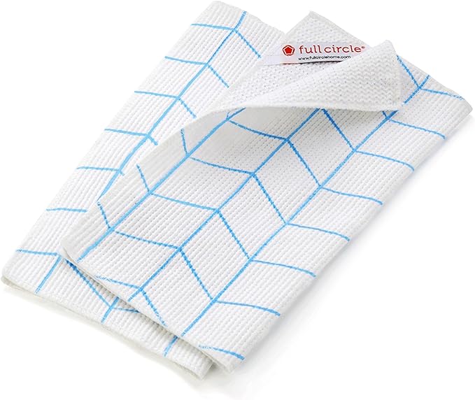 Full Circle Clean Again Super Absorbent Cleaning Cloths, Blue Waves, 2 Pack