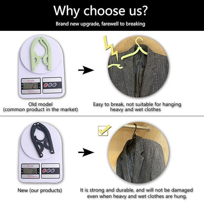 12 Pcs Black Travel Hangers - Portable Folding Clothes Hangers Travel Accessories Foldable Clothes Drying Rack
