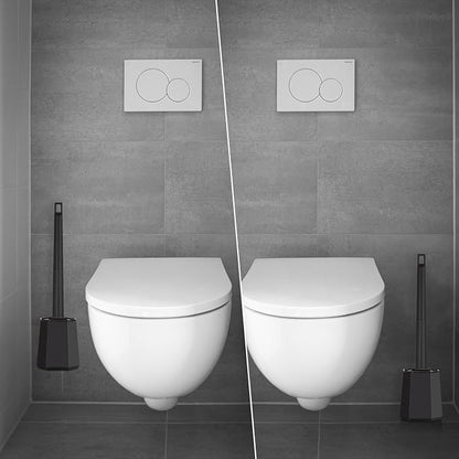 Silicone Toilet Brush and Holder Bendable Efficient Cleaning Wall Mounted Toilet Bowl Brush with Long Handle Brush Head and Silicone Bristles No Rusty Handles Problem