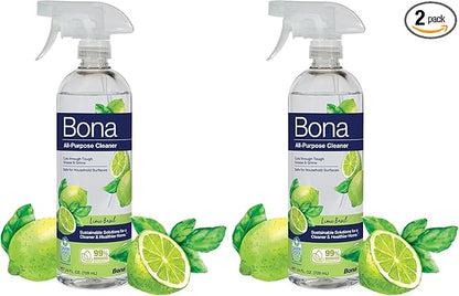 Bona All-Purpose Cleaner - Lime Basil Scent - 24 fl oz - Household Cleaner Cuts Through Tough Grease & Grime - Safe for Household Surfaces (Pack of 2)