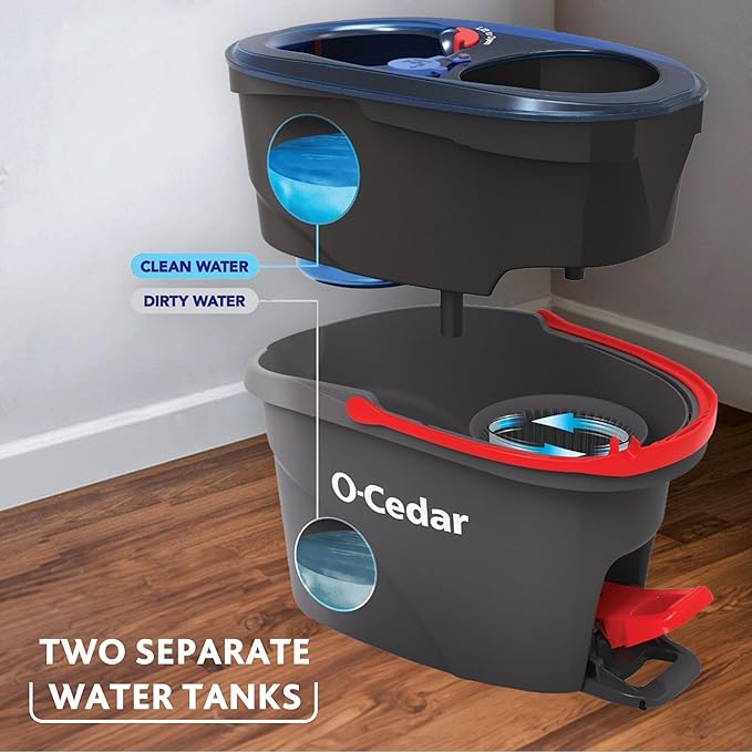 O-Cedar EasyWring RinseClean Microfiber Spin Mop & Bucket Floor Cleaning System with 1 Extra Refill with Lavender Pac (Variety Pack)