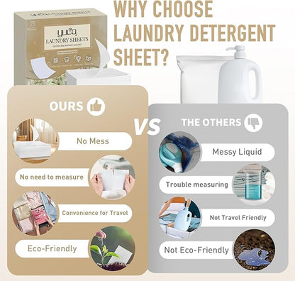 YUCO Laundry Detergent Sheets Amber Sandalwood and Jasmine Lily of the Valley Scent Total 160 Loads, Laundry Soap Washer Sheet, Liquidless Detergent Sheets for Travel, Hypoallergenic, Pack of 2