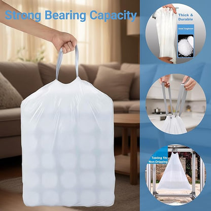 10.6 Gallon Drawstring Trash bags for Dual Compartment Can (2 x 10.6 Gallon) 100 Count 1.2 Mil Thickness Garbage Liner Pre-Separated Heavy Duty 35–40 Liter Compatible with Code M