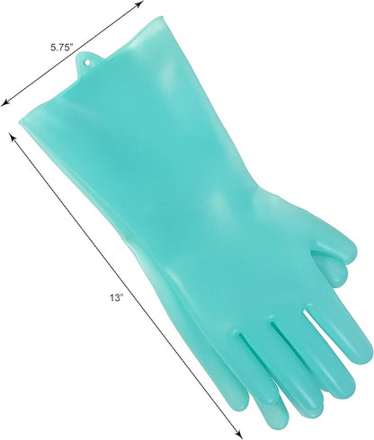 Scrubbing Gloves Heat Resistant Kitchen Scrubbers, One Size, Teal