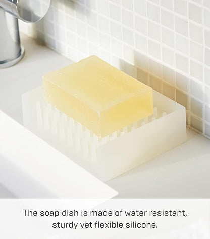 Yamazaki Home Float Self Draining Soap Tray - Floating Holder Dish for Sink - Silicone