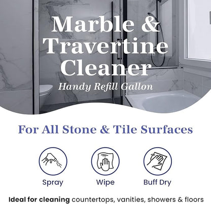 Marblelife InterCare Marble and Travertine Cleaner, Natural Stone & Terrazzo Liquid Cleaner, Shower & Tile Surface Care, Floor, Walls & Countertop Cleaner and Degreaser, Refill Gallon