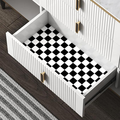Modern Peel and Stick Wallpaper Black and White Mosaic Checkered Contact Paper 17.7"x393" Self Adhesive Lattice Wallpaper Removable Decorative Wallpapers for Bedroom Countertops Cabinet Vinyl Roll