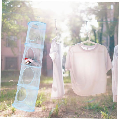 1Pc Hanging Laundry Basket Breathable Compartment Organizer for Clothes Sundries Convenient Storage