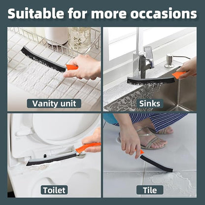 Toilet Brush, 2 Pcs Bathroom Cleaning Brush, Toilet Scrubber, Deep Toilet Bowl Brush with Hanging Hole, Multifunctional Gap Cleaning Brush, Bristles for Kitchen Sinks, Tub,Shower (6, Orange)