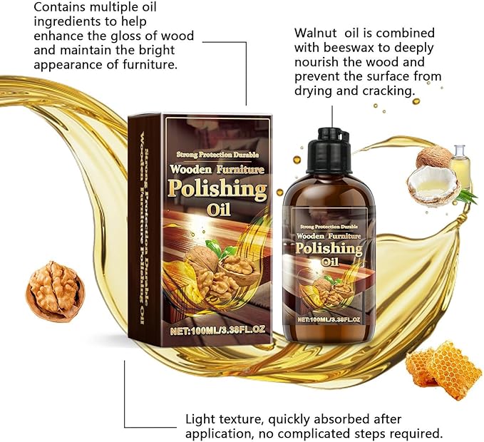 Wood Cleaner for Furniture - Cabinet Polishing Restorer, Quick Shine Solution for Indoor Home, 100ml Spray with Fast Action, Home Care, Floor for Sofa Chair and Kitchen Dresser
